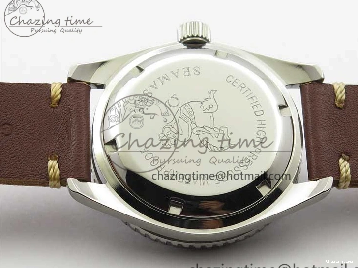 0408 Vintage Seamaster 300 Date T SS B12 Black Dial On Brown Leather Strap A2836 (Free Nylon Strap) WeatherProof 7911